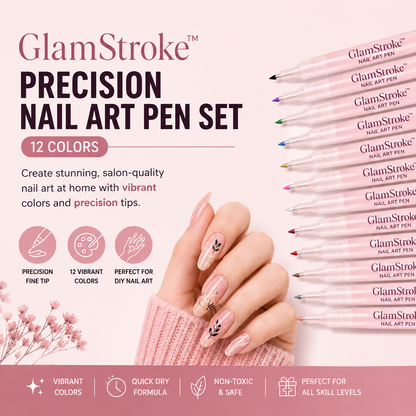 GlamStroke™ Precision Nail Art Pen Set (12 Colors)