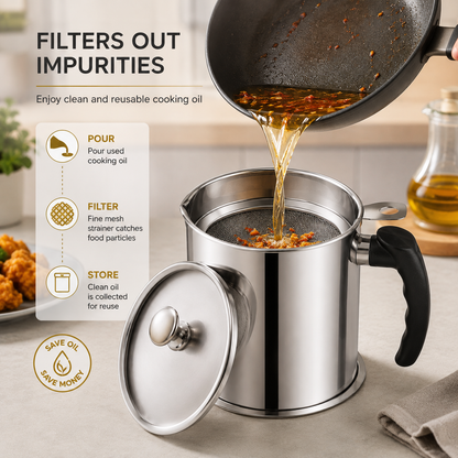 AUREVIA™ OilKeeper Pro — Stainless Steel Oil Filter Pot