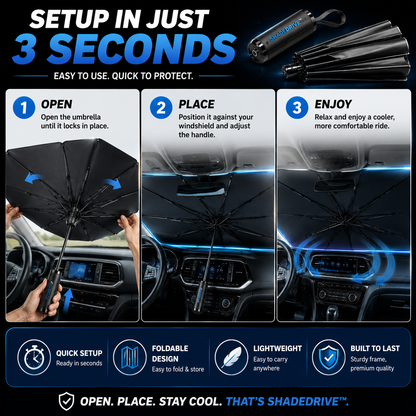 ShadeDrive™ Premium Windshield Sun Umbrella