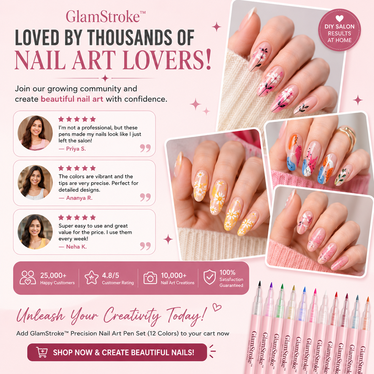 GlamStroke™ Precision Nail Art Pen Set (12 Colors)
